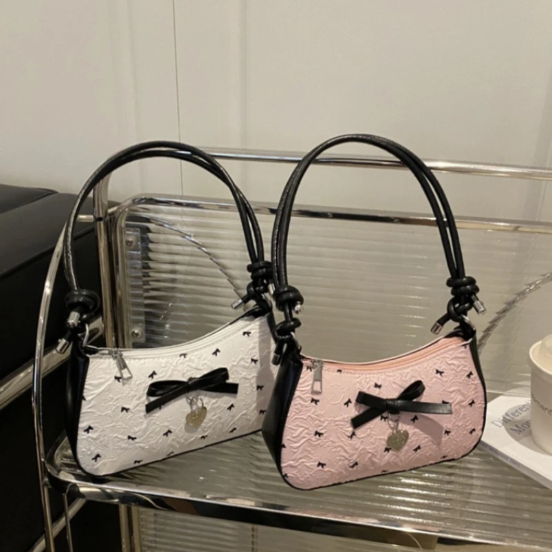 Luxury Y2K Bags - Y2k Pink Bow Armpit Bag for