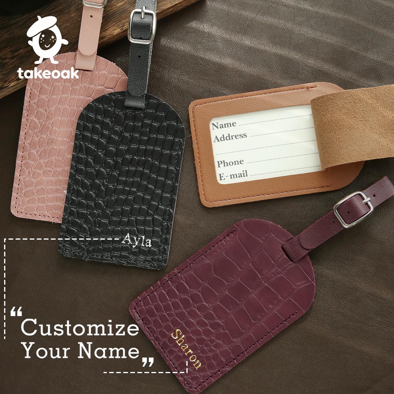 Luxury Bags That Are Vegan - Personalized Leather Luggage Tag with Custom