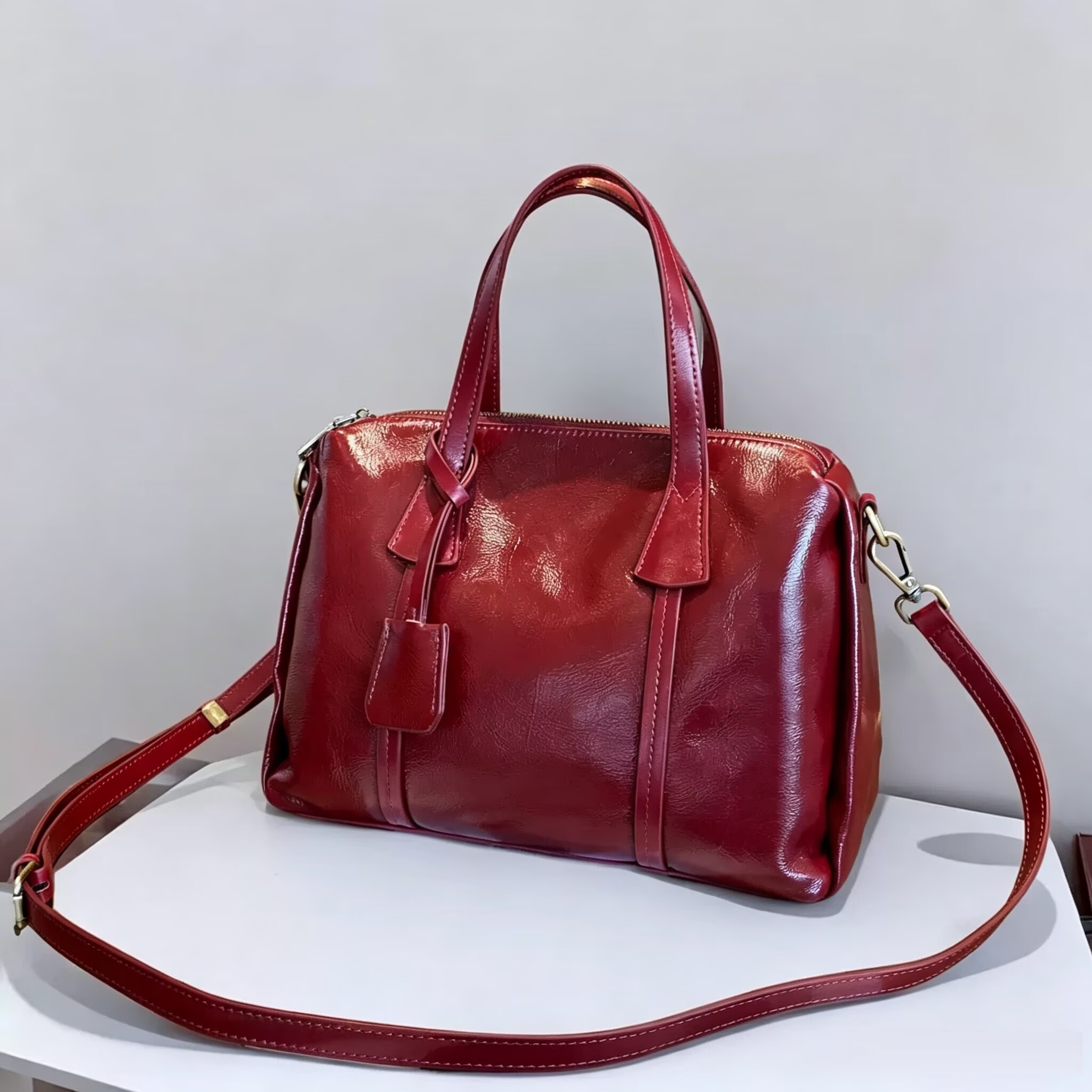 Vintage Real Leather Handbag F - Luxury Y2K Bags 评论和价格