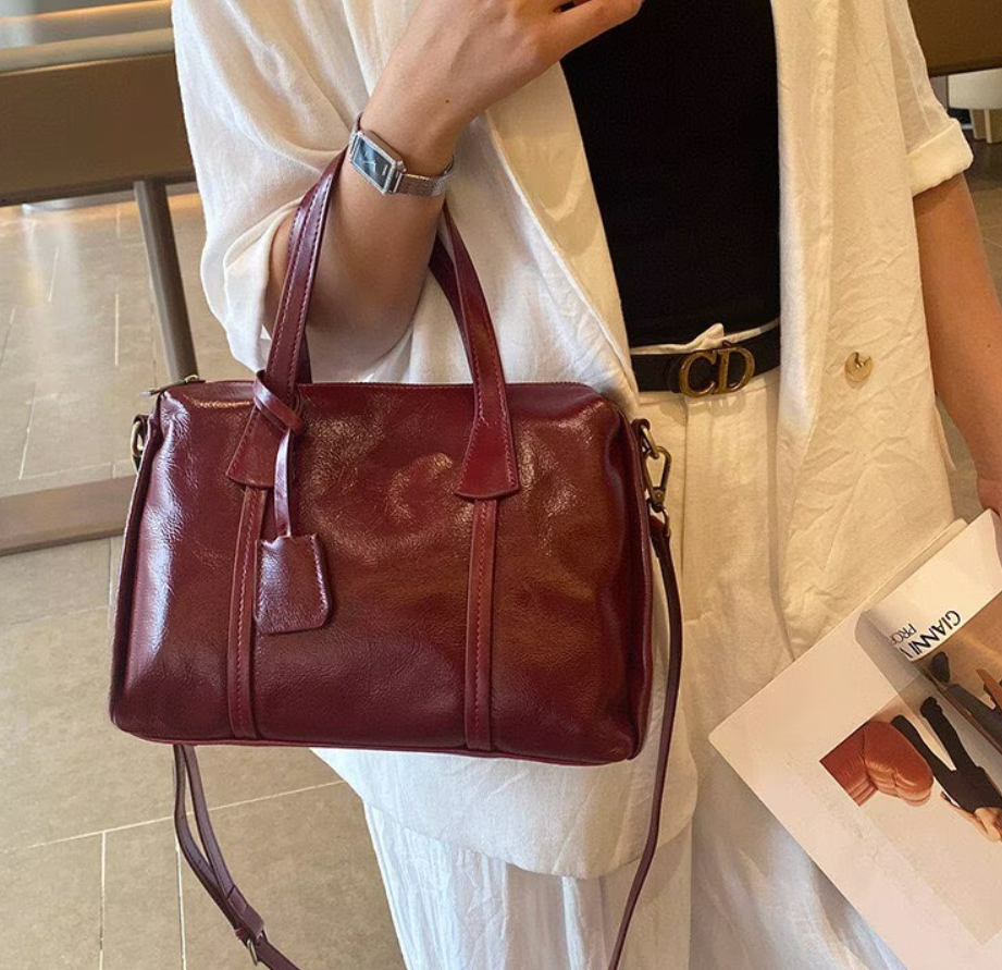 Vintage Real Leather Handbag F - Luxury Y2K Bags 评论和价格