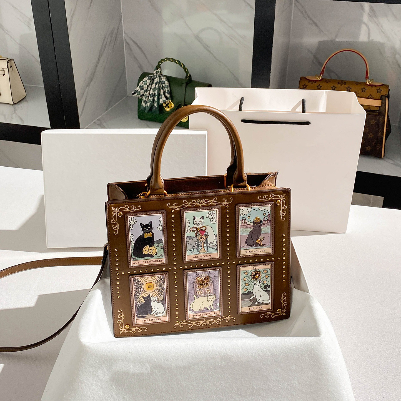 Cat Embroidery Women's Handbag - Luxury Y2K Bags 评论和价格