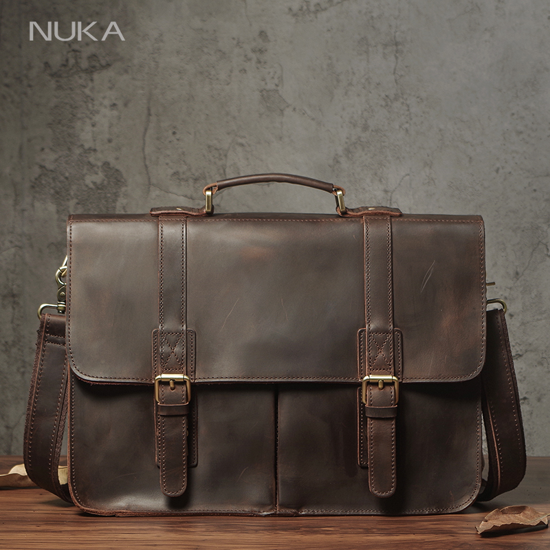 NUKA Men's Executive Briefcase - Laptop Bag Leather 15 评论和价格