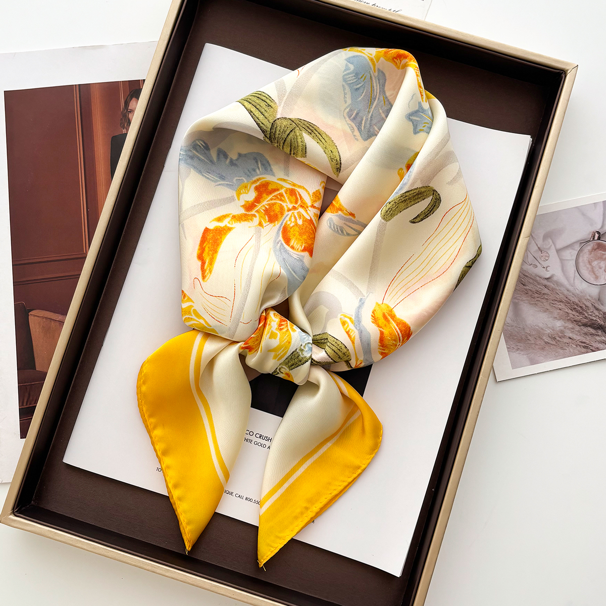 Luxury Silk Square Scarves For - Luxury Bags Yellow 评论和价格