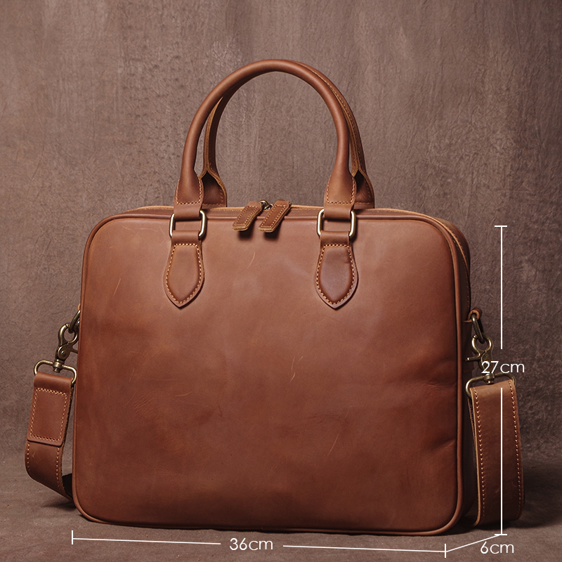 GURO Men Crazy Horse Cowhide B - Luxury Bags Laptop 评论和价格