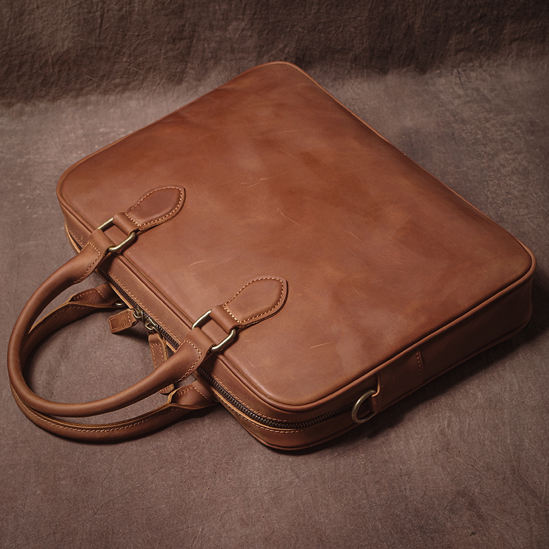GURO Men Crazy Horse Cowhide B - Luxury Bags Laptop 评论和价格