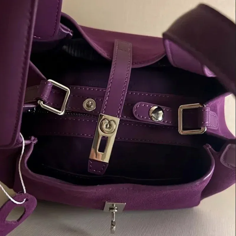Luxury Suede Bucket Bag With S - Luxury Bags With Silver Hardware 评论和价格